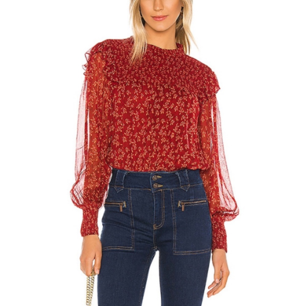 NWT Free People Roma Berry Combo Blouse Size XS